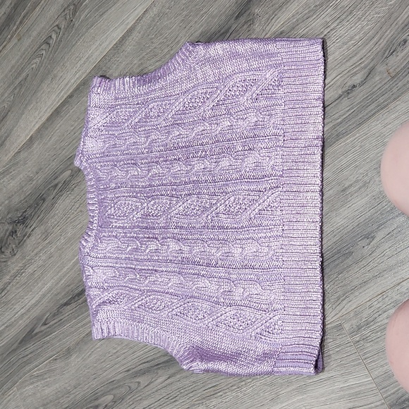 NWOT She + Sky Pearl Metallic Lilac Knit Sweater Vest - Picture 6 of 6
